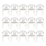 Kit 15 Cadeiras De Plástico Tramontina Iguape C/ Braço 154kg