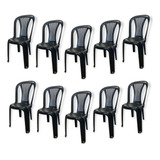 Kit 15 Cadeiras Plástica Preta Bistrô P/até 182kg Resistente