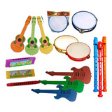 Kit 15 Instrumentos Musicais Infantil Viola Pandeiro Flauta