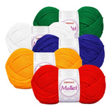 Kit 15 Novelos Lã Mollet 100g - Círculo Para Croche Trico