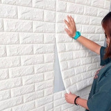 Kit 15 Painel Autoadesivo 3d Tijolo Branco P/ Decorar Parede