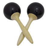 Kit 15 Pares De Maracas Redondo Preto Em Madeira New York
