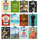Kit 15 Placas Decorativas Retro Vintage Barbearia Bebidas