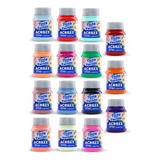 Kit 15 Tinta Para Tecido Acrilex 37ml Camiseta Pano De Prato