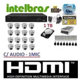 Kit 16 Câmeras Infra Dome Ahd Dvr 16 Canais Intelbras Hd 1tb