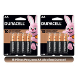 Kit 16 Duracell Duralock Pilha Alcalina Aa Cartela 8 U