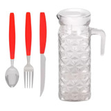 Kit 18 Talheres Mato Grosso Vermelho E 1 Jarra Diamante 1l