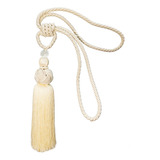 Kit 2 Abraçadeira Cortina Pingente Cordão Franja Cordas Par Cor Marfim