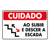 Kit 2 Adesivos Cuidado Ao Subir E Descer A Escada 30x20cm