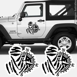 Kit 2 Adesivos Jeep Paris Dakar Bússola Pajero Wrangler Jipe