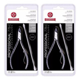 Kit 2 Alicates Cutícula Mundial 778e Inox Afiado C/espátula