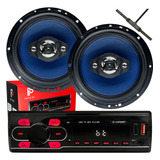 Kit 2 Alto-falantes 6 Pol 55w+ Rádio Mp3 Bluetooth + Antena