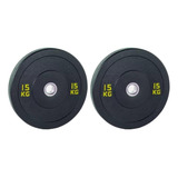 Kit 2 Anilhas Olímpicas Bumper 15 Kg Black Solid
