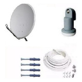 Kit 2 Antenas 60cm Ku 2 Lnb Simples Universal 50m Cabo Rg59