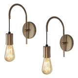 Kit 2 Arandelas Abajur Luminária Parede Quarto Cama Bronze
