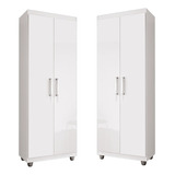 Kit 2 Armários Multiuso Sapateira Lavanderia Roma 2 Portas Cor Branco