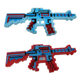 Kit 2 Armas Metralhadora Minecraft Com Laser E Som + Pilhas