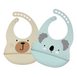 Kit 2 Babador Em Silicone Com Pega-migalhas Impermeável Bebê