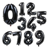 Kit 2 Balao Metalizados Numeros Preto 70cm - Promoção