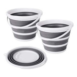 Kit 2 Balde Dobrável Retrátil 10lt Silicone Plástico Camesa