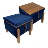 Kit 2 Bancos Puff Decorativo Baú E Mesa De Centro Quadrado