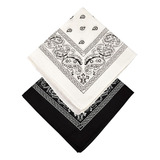 Kit 2 Bandanas Lenços 1 Preto+ 1 Branco Rock Moto Ref 239