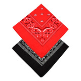 Kit 2 Bandanas Lenços 1 Preto+1 Vermelho- Rock Moto. Ref:239