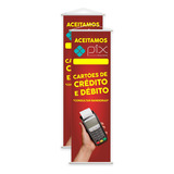 Kit 2 Banners Aceitamos Pix Cartões Vermelho Lona 100x30cm