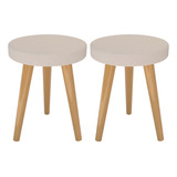 Kit 2 Banqueta Tripé Redonda Assento Suede Retrô Pés Palito