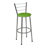 Kit 2 Banquetas Altas Cromada Para Bistrô Cozinha Americana Acabamento Da Estrutura Cromado Cor Verde