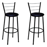 Kit 2 Banquetas Bancos Alta Cozinha Bar Balcão Bistro Acabamento Da Estrutura Lacado Cor Preto