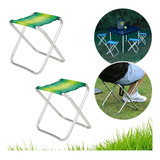 Kit 2 Banquetas De Alumínio Dobrável Multiuso Praia Camping Cor 2 - Verde