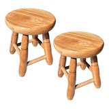 Kit 2 Banquinho De Madeira Banqueta Pequena Tamborete 29cm