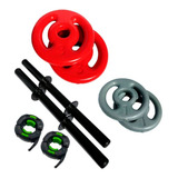 Kit 2 Barras Oca 40cm+4 Anilhas Rev 1kg+4 Anilhas Rev 3kg