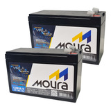 Kit 2 Bateria Selada Nobreak 9ah 12v Vrla Moura Alarme Cerca