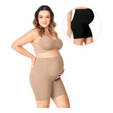 Kit 2 Bermuda Short Calça Alta Boxer Gestante Pós Parto