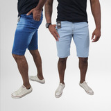 Kit 2 Bermudas Masculinas Jeans Com Elastano Slim Fit