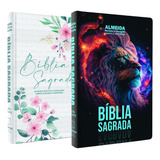 Kit 2 Bíblia Feminina Masculina | Letra Grande Gigante | Harpa Cristã | Capa Dura | Arc