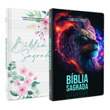 Kit 2 Bíblia Feminina Masculina Casal | Slim | Harpa Cristã | Capa Dura | Arc