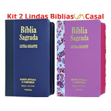 Kit 2 Bíblia Sagrada Com Harpa Letra Gigante Para O Casal