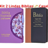 Kit 2 Bíblias Sagrada Do Casal Com Harpa E Corinhos