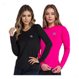Kit 2 Blusa Camiseta Feminina Proteção Uv Termica Sol Praia
