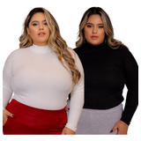 Kit 2 Blusa Plus Size Feminina Cacharrel Gola Alta Inverno 