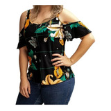 Kit 2 Blusa Regata Alça Larga Ciganinha Viscose