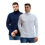 Kit 2 Blusas Cacharrel Tricot Lã Masculina Gola Alta Tricô