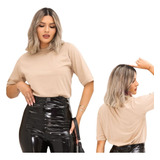 Kit 2 Blusas Feminina T-shirt Camiseta Gola Alta Lisa