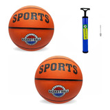 Kit 2 Bolas Basquete Peso Medidas Oficiais Nº 7 + Bomba Ar