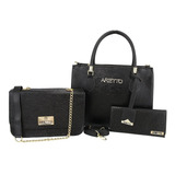 Kit 2 Bolsas Feminina Com Carteira Arietto Mega Promoção