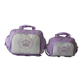 Kit 2 Bolsas Maternidade Para Bebê Com Coroa Mave Baby Lilás