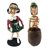 Kit 2 Bonecos Chiquinha E Chaves Em Resina Turma Do Chaves